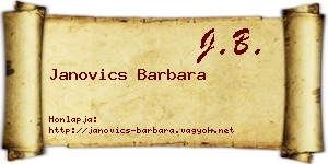 Janovics Barbara névjegykártya
